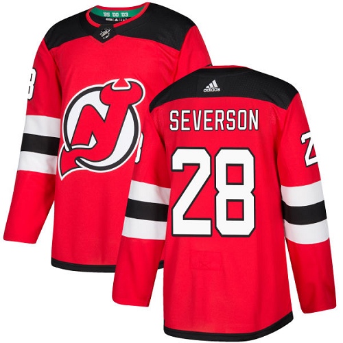 Adidas Men New Jersey Devils #28 Damon Severson Red Home Authentic Stitched NHL Jersey->new jersey devils->NHL Jersey